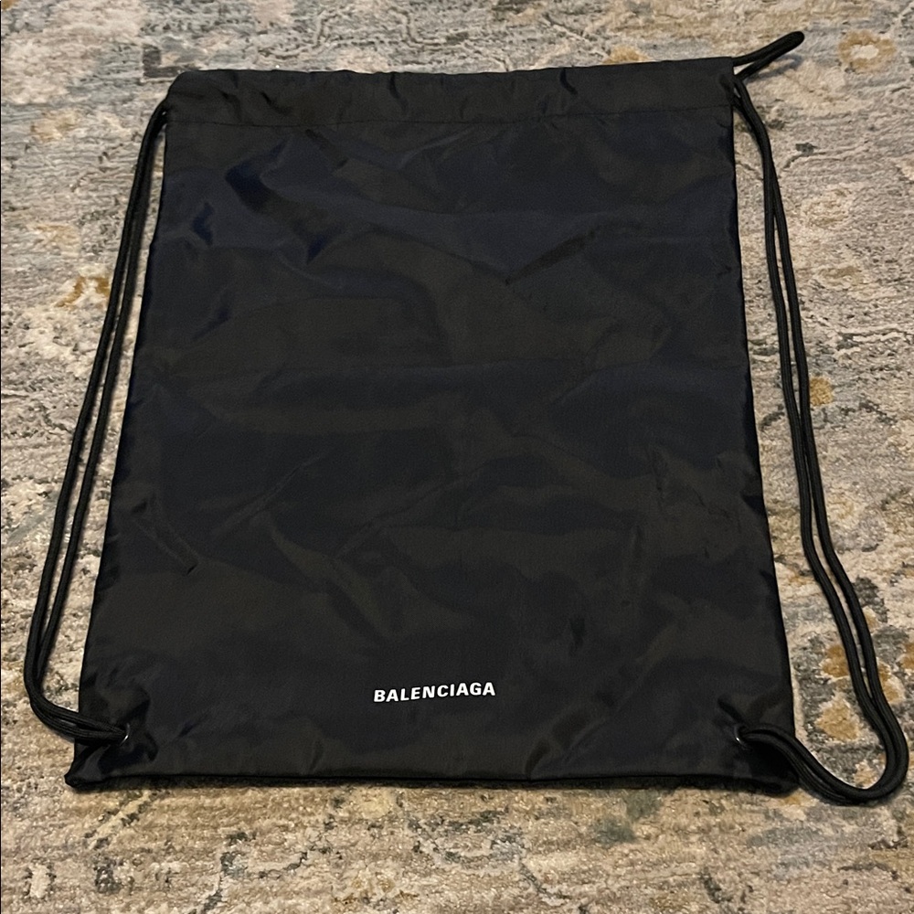 Balenciaga Black Nylon Drawstring Backpack